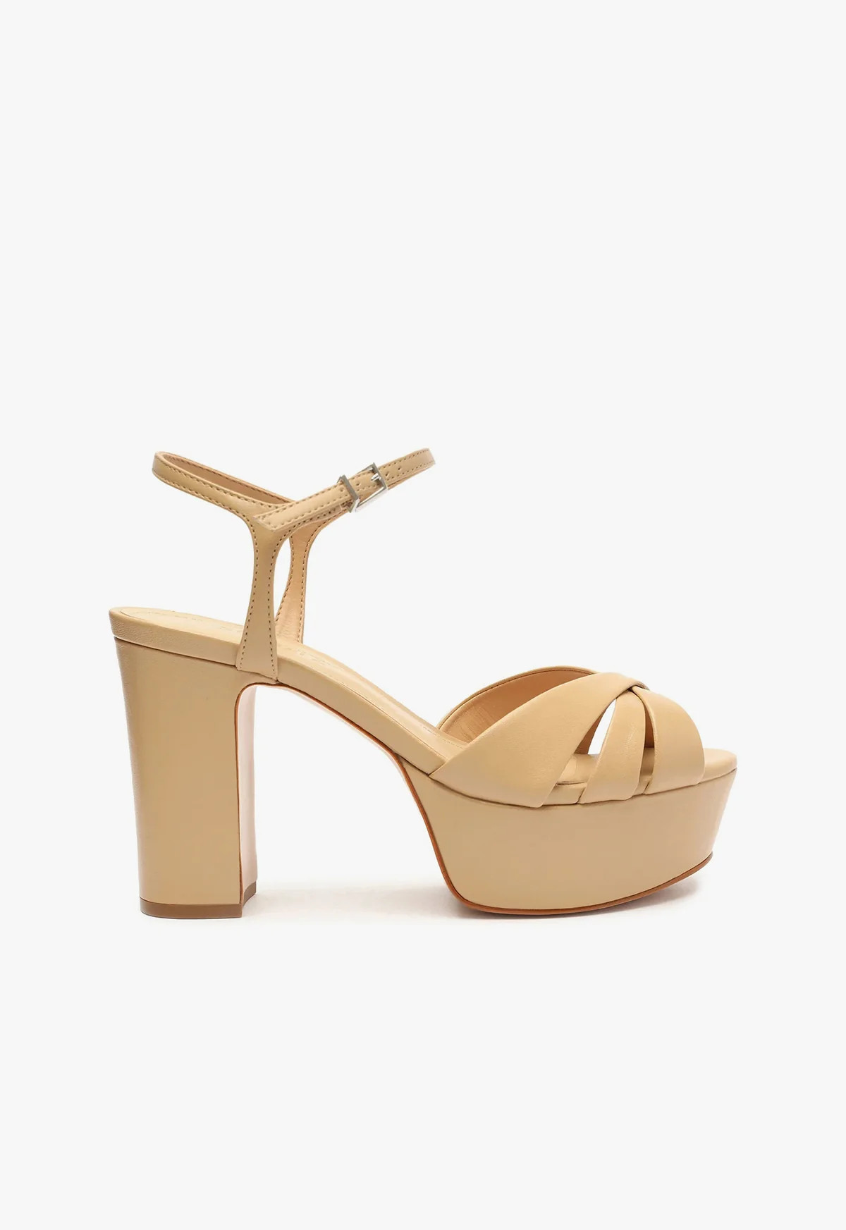 Keefa Platform Sandal | Beige Leather - SCHUTZ | Schutz (US)