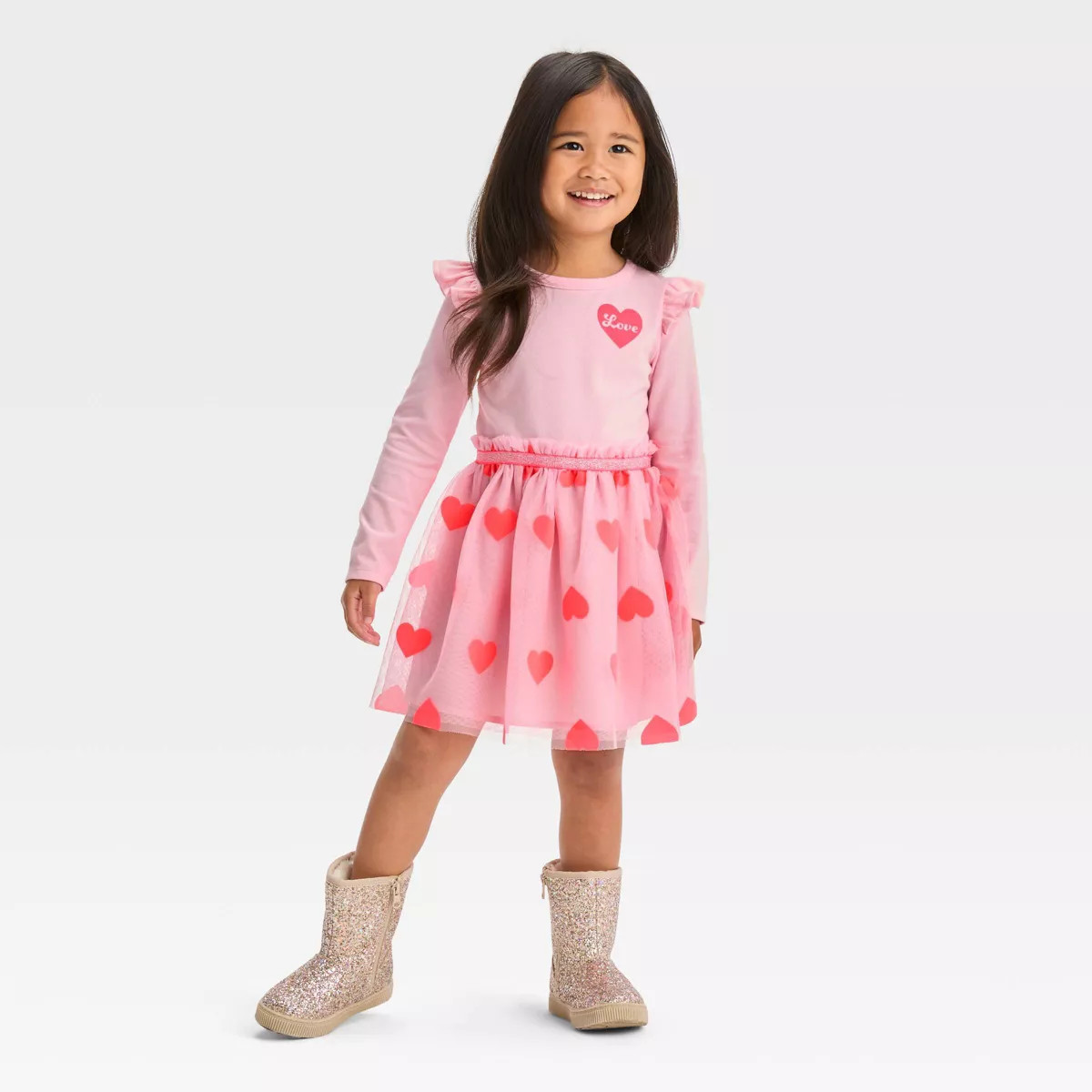 Toddler Girls' Valentine's Day Heart Tulle Dress - Cat & Jack™ Pink | Target