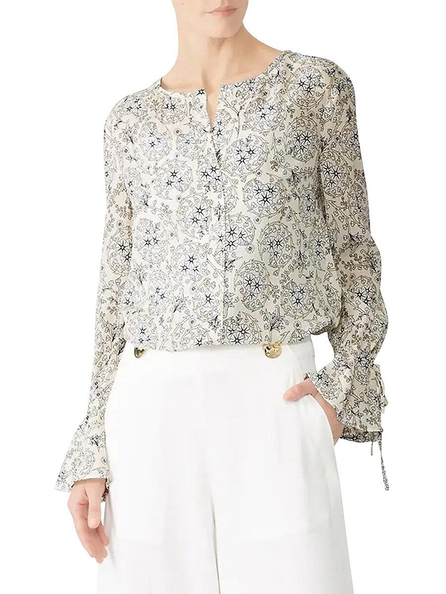 Derek Lam 10 Crosby Women's Floral Bell Sleeve Silk Blouse - Off White - Size 8 | Saks Fifth Avenue OFF 5TH
