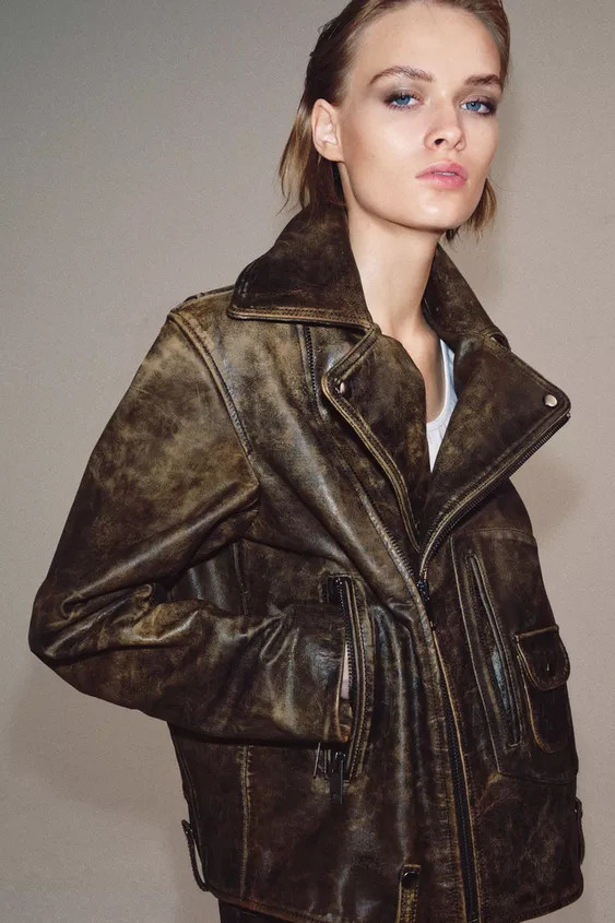 100% LEATHER BIKER JACKET ZW COLLECTION LIMITED EDITION | Zara US
