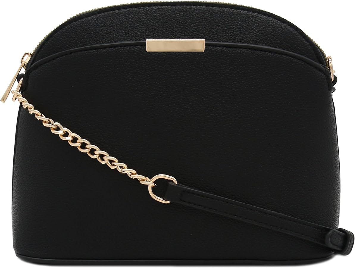 FashionPuzzle Faux Leather Small Dome Crossbody Bag with Chain Strap | Amazon (US)