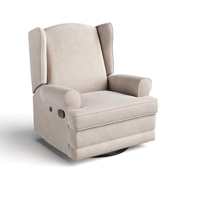 Storkcraft Serenity Upholstered Swivel Glider with USB Charging Port (Ivory) – Fully Upholstere... | Amazon (US)