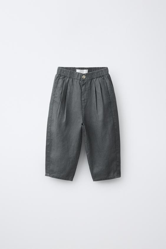 100% LINEN PLEATED PANTS | Zara US