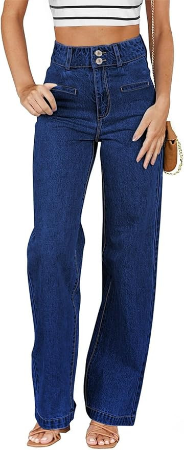 Sidefeel Jeans Straight Leg Loose Wide Leg Denim Pants Zimbaplatinum | Amazon (US)