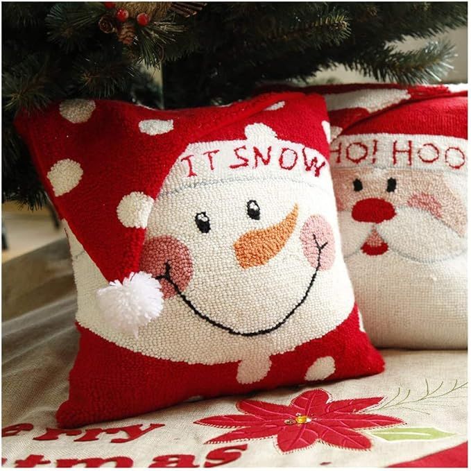 Glitzhome Hooked 3D Snowman Pillow Christmas Cushion Sofa Decorative Pillow Home Décor 14" L x 1... | Amazon (US)