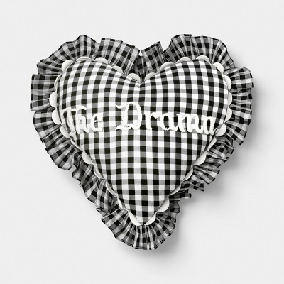 14" Heart Shaped The Drama Throw Pillow White/Black - Room Essentials™ | Target