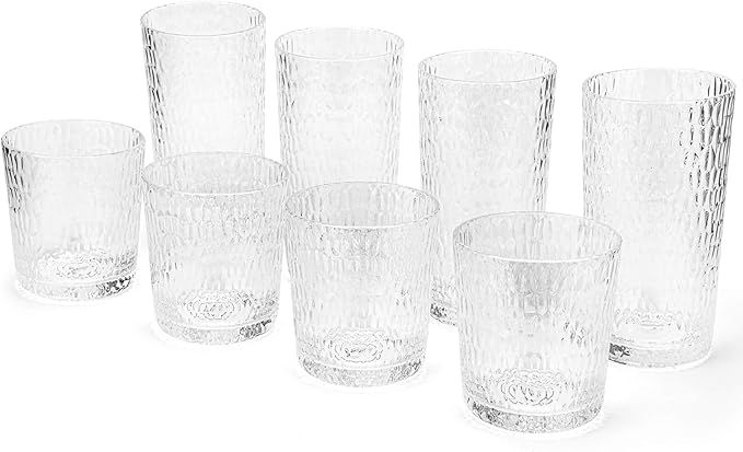 KOXIN-KARLU Mixed Drinkware 15-ounce and 22-ounce Plastic Tumbler Acrylic Glasses with Hammered D... | Amazon (US)