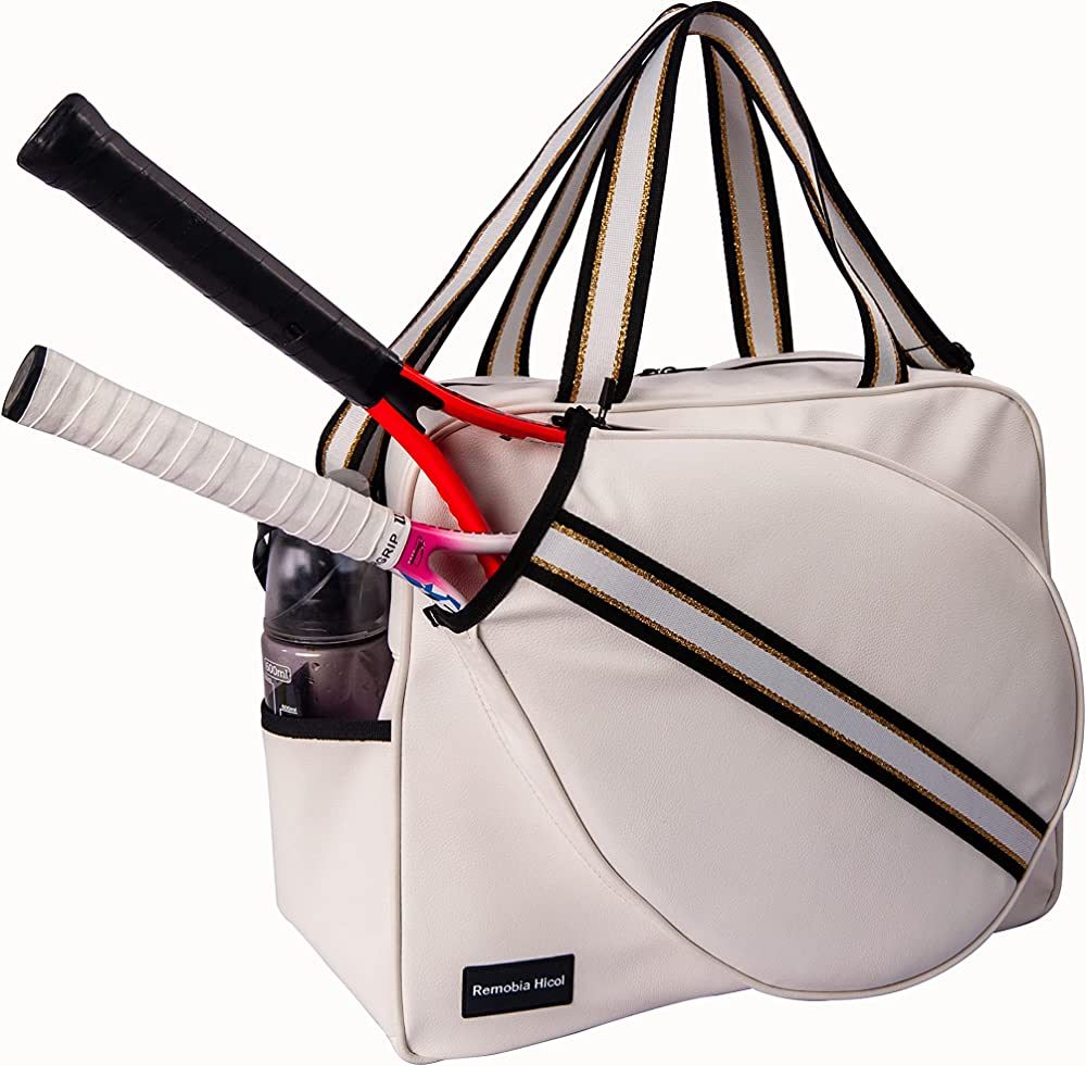 Remobia Hicol White PU Leather Women Large Sports Handbag Tennis Racket Shoulder Bag Tennis Tote ... | Amazon (US)