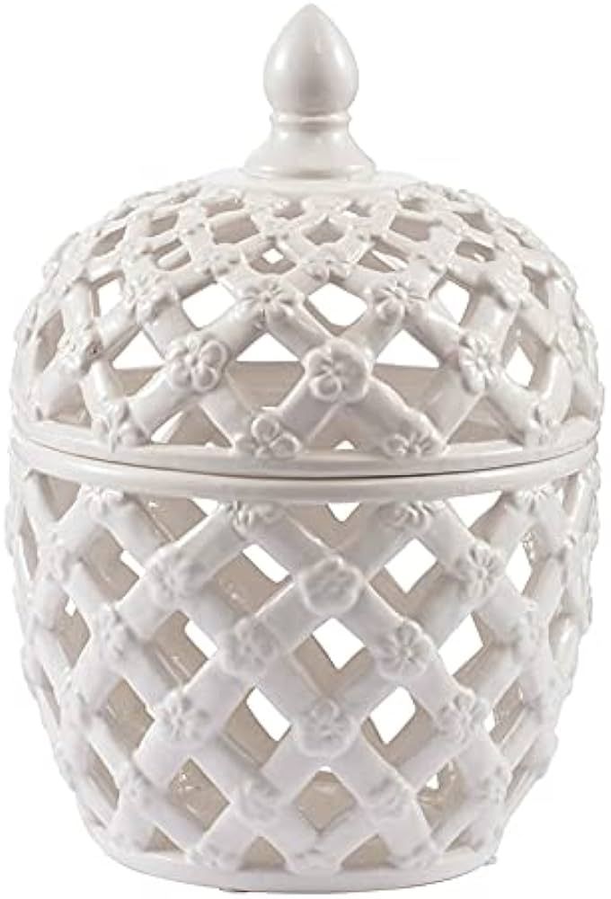 A&B Home Ceramic Lidded Jar White Porcelain Jar Home Décor Tabletop Decorative 8" x 8" x 12" | Amazon (US)