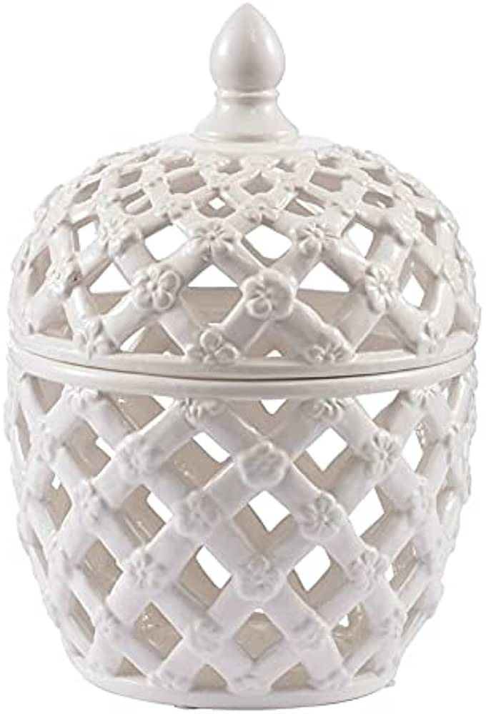 A&B Home Ceramic Lidded Jar White Porcelain Jar Home Décor Tabletop Decorative 8" x 8" x 12" | Amazon (US)