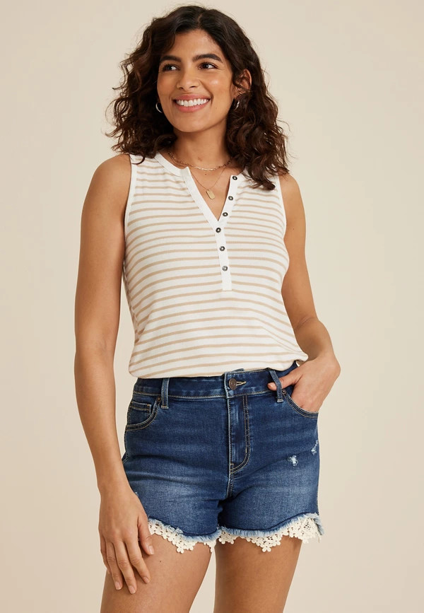 m jeans by maurices™ Dark High Rise Crochet Hem 3.5in Short | Maurices