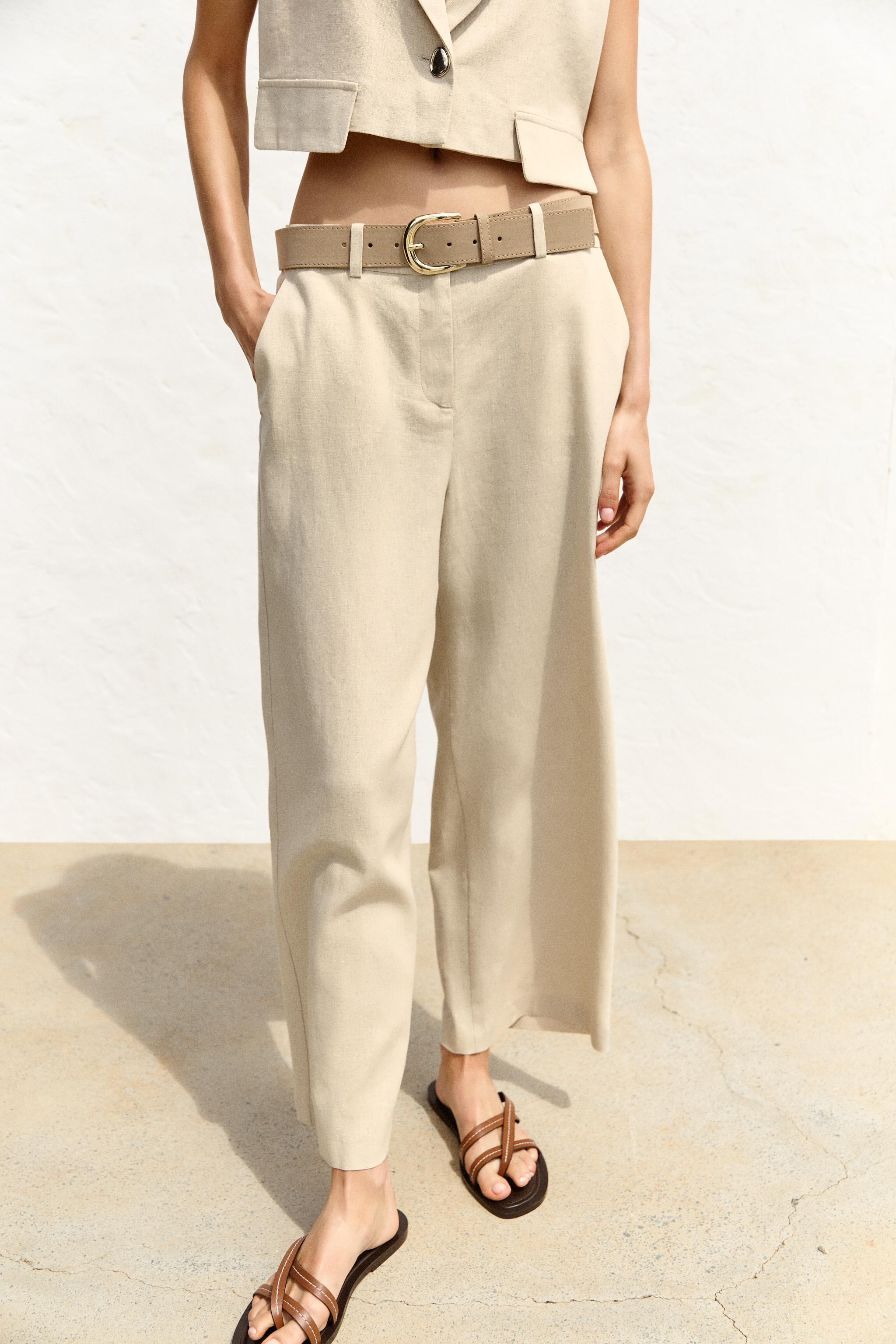 LINEN CULOTTES WITH BELT | Zara US