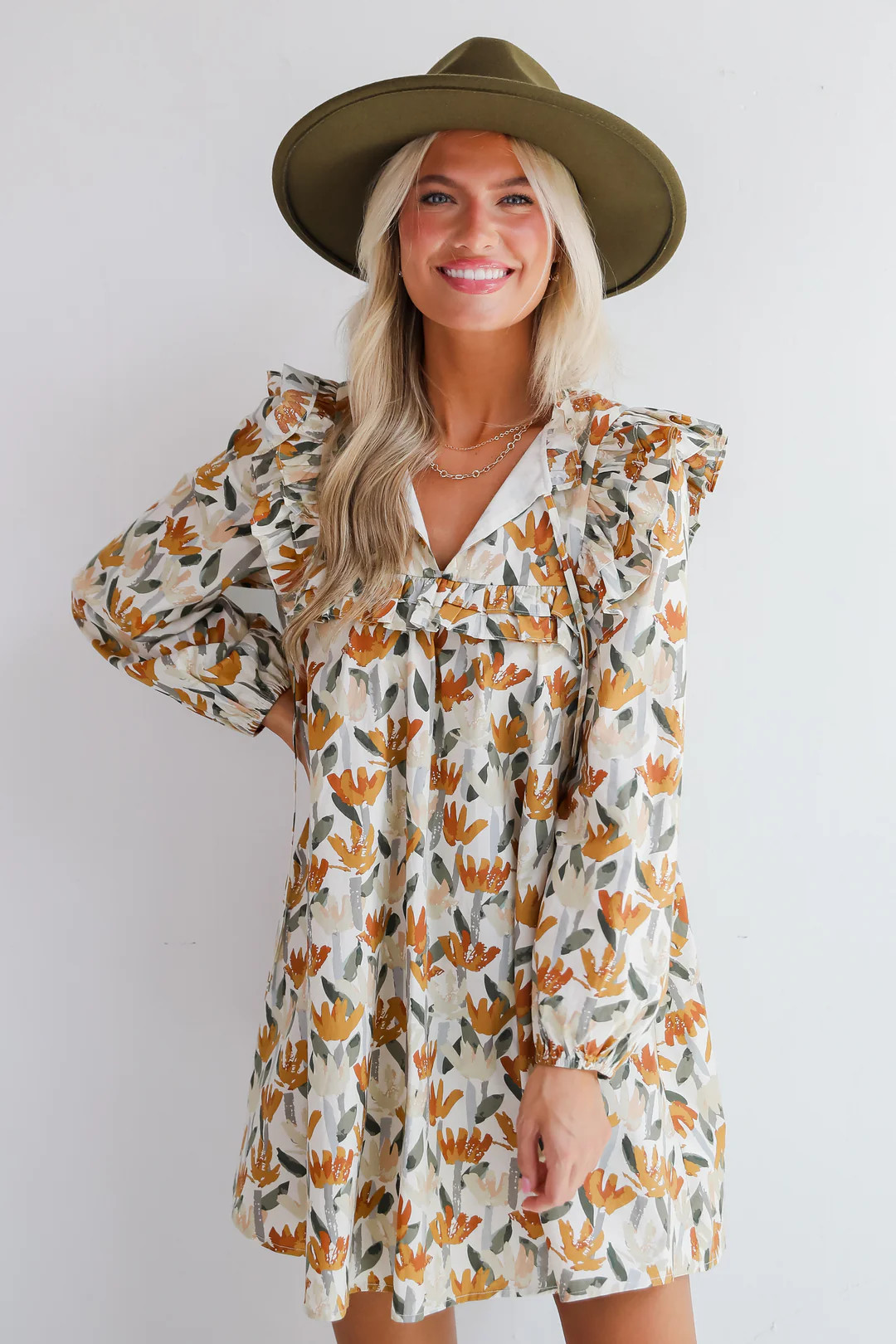 Delightful Crush Cream Floral Mini Dress | Dress Up