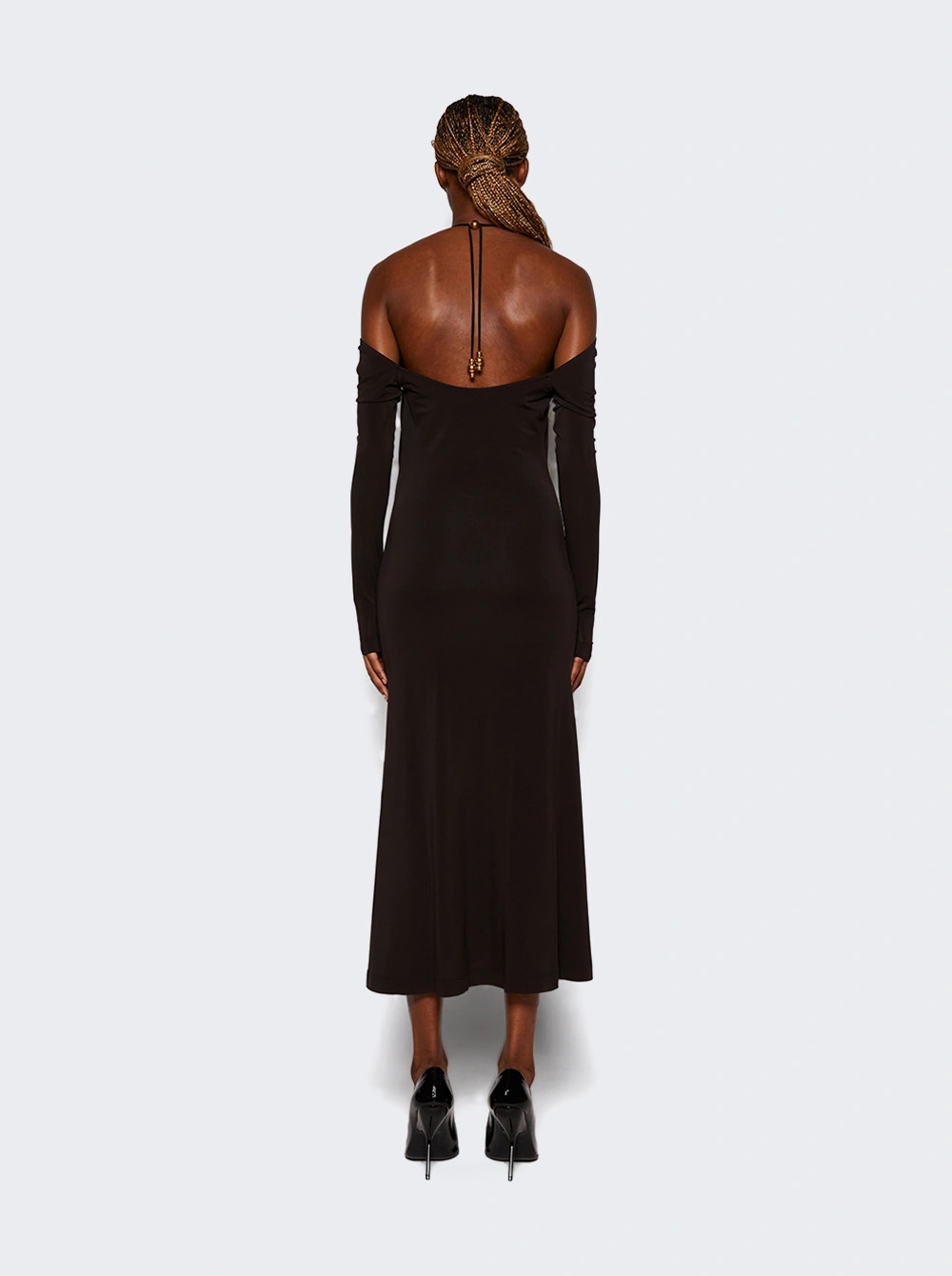 Long Crepe Dress Espresso | The Webster