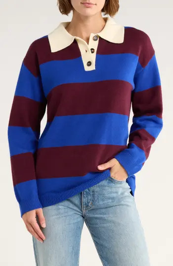 BLANKNYC Stripe Polo Sweater | Nordstromrack | Nordstrom Rack
