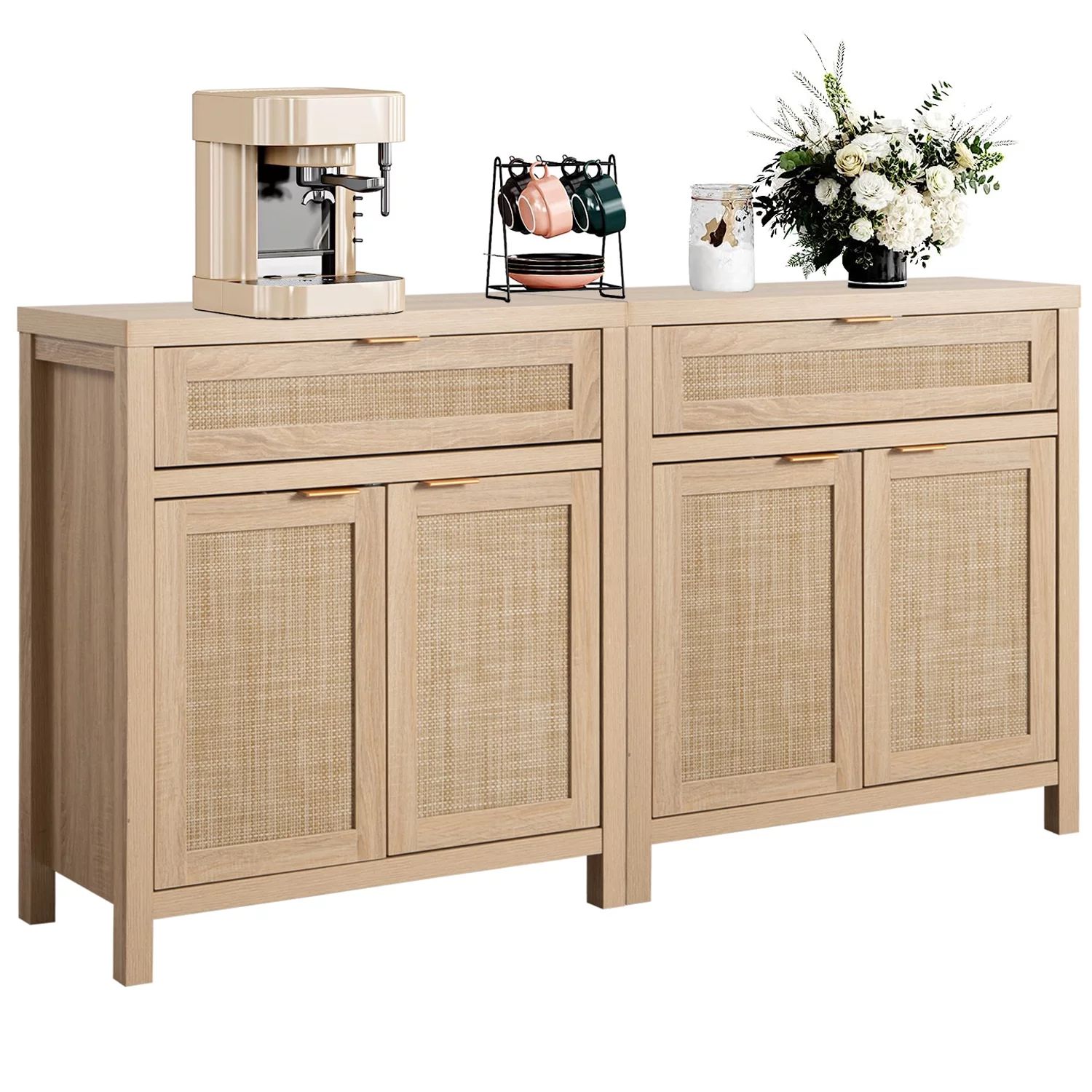 Omni House Rattan Buffet Cabinet Set of 2,Sideboards and Buffets with Storage,Sidebaord Cabinet E... | Walmart (US)