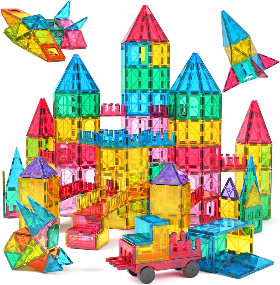 Amazon.com: Jasonwell 65pcs Magnetic Tiles Building Blocks Set for Boys Girls Preschool Education... | Amazon (US)
