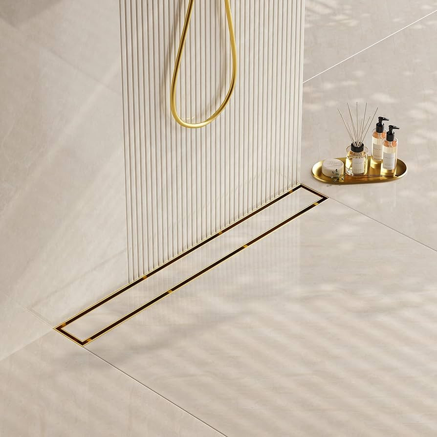 Neodrain 28-Inch Gold Linear Shower Drain, 2-in-1 Flat & Tile insert Cover, Stainless Steel Linea... | Amazon (US)