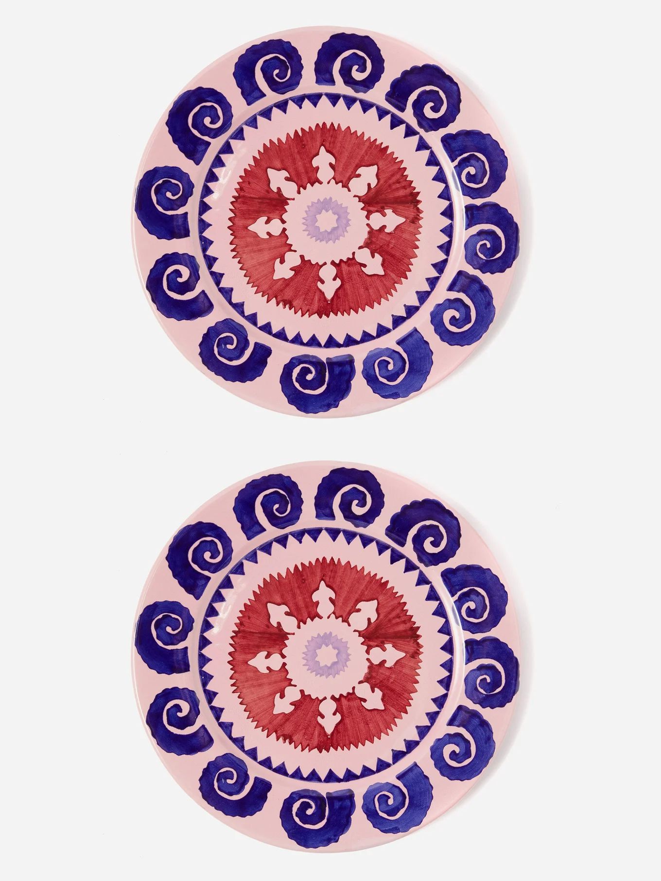 Set of two Swirl Sun painted ceramic plates | Matches (US)