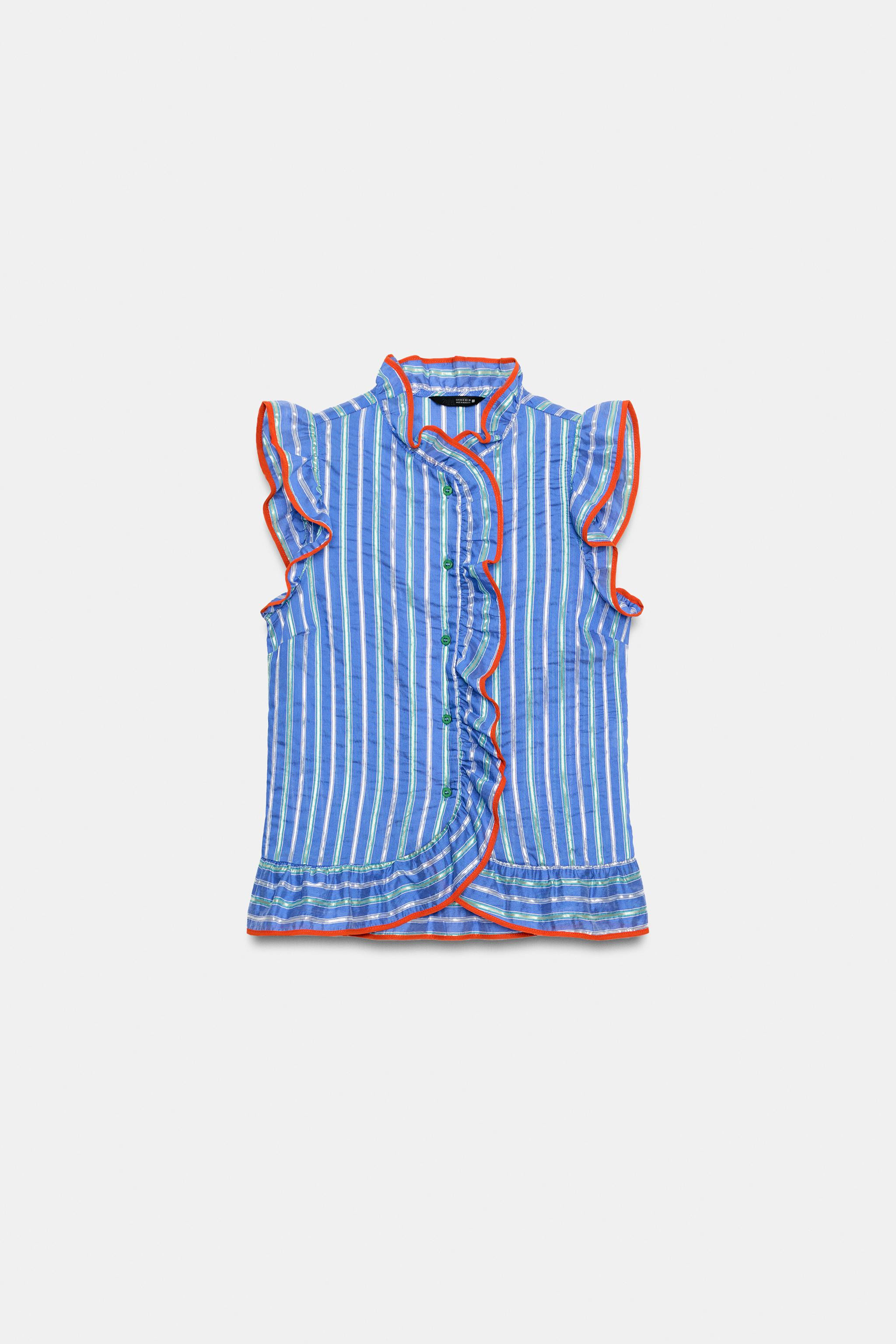 STRIPED RUFFLED SHIRT | Zara US