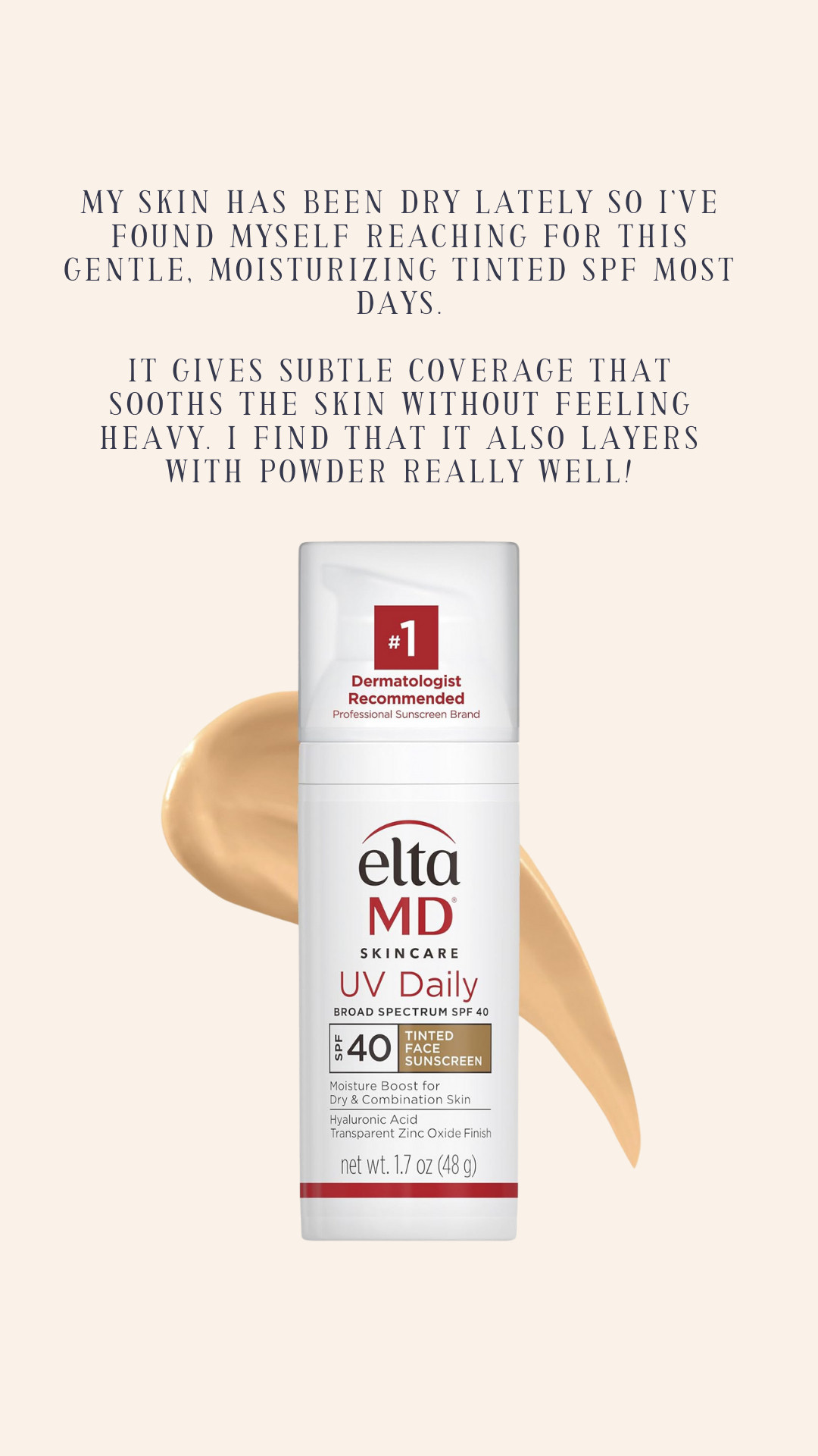 My skin has been dry lately so I’ve found myself reaching for this gentle, moisturizing tinted SPF most days. It gives subtle coverage that soothes the skin without feeling heavy. I find that it also layers with powder really well! 

 #LTKSeasonal #LTKFindsUnder50 #LTKBeauty