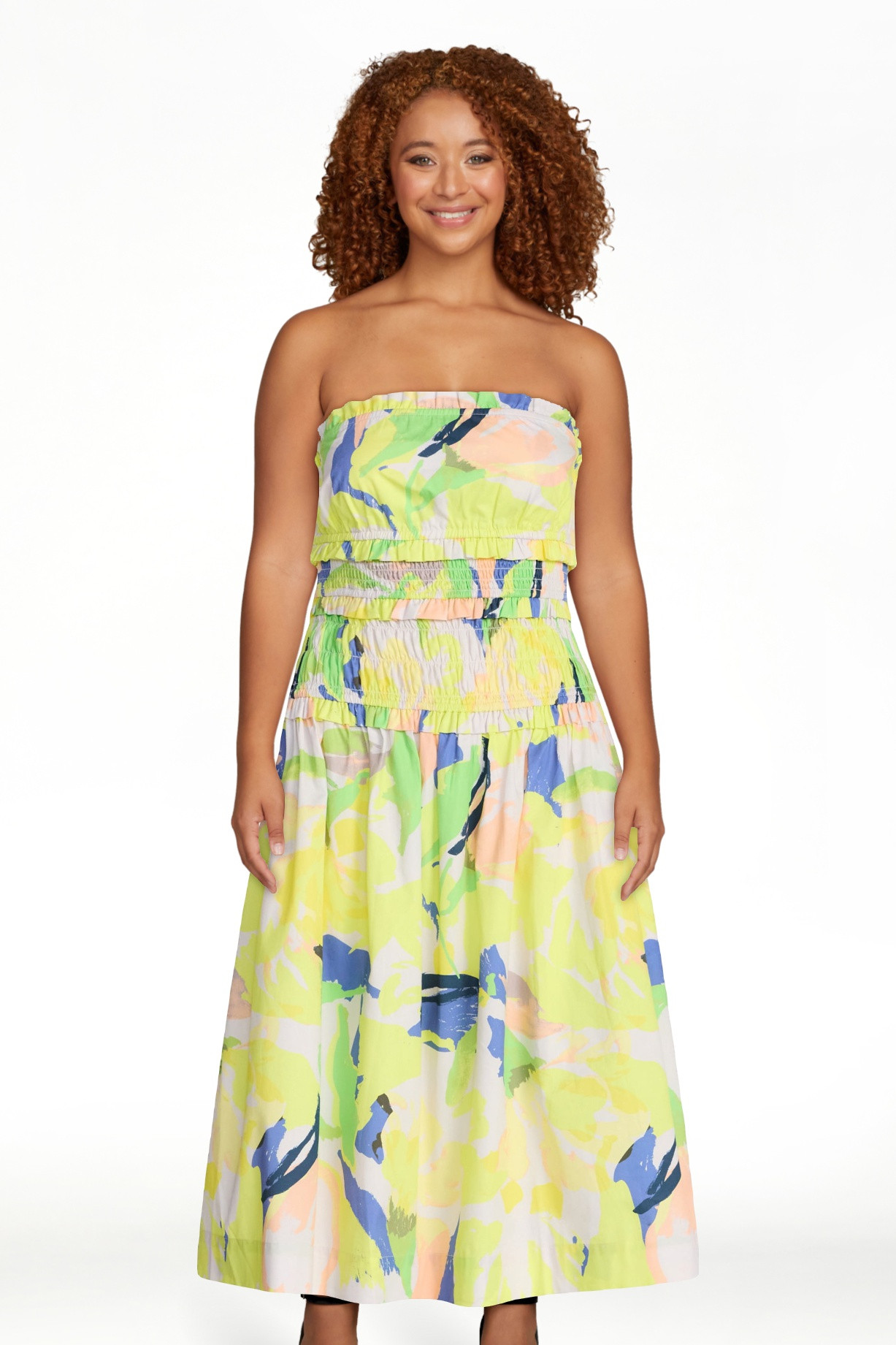 Free Assembly Women's and Women's Plus Strapless Cotton Poplin Tiered Midi Dress, Sizes XS-4X | Walmart (US)