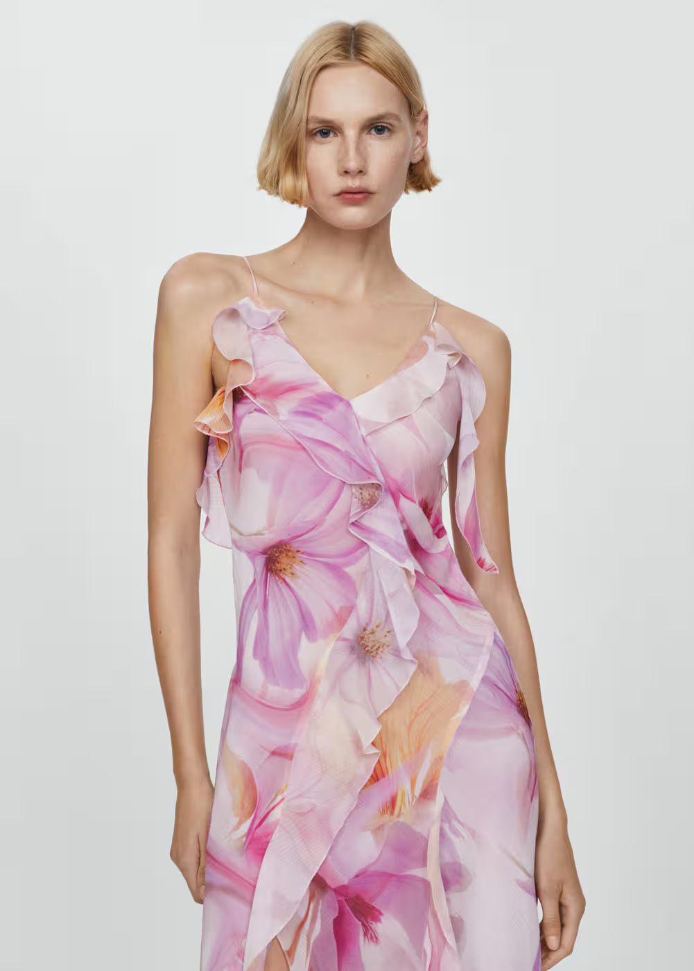 Ruffled floral print dress -  Women | Mango USA | MANGO (US)
