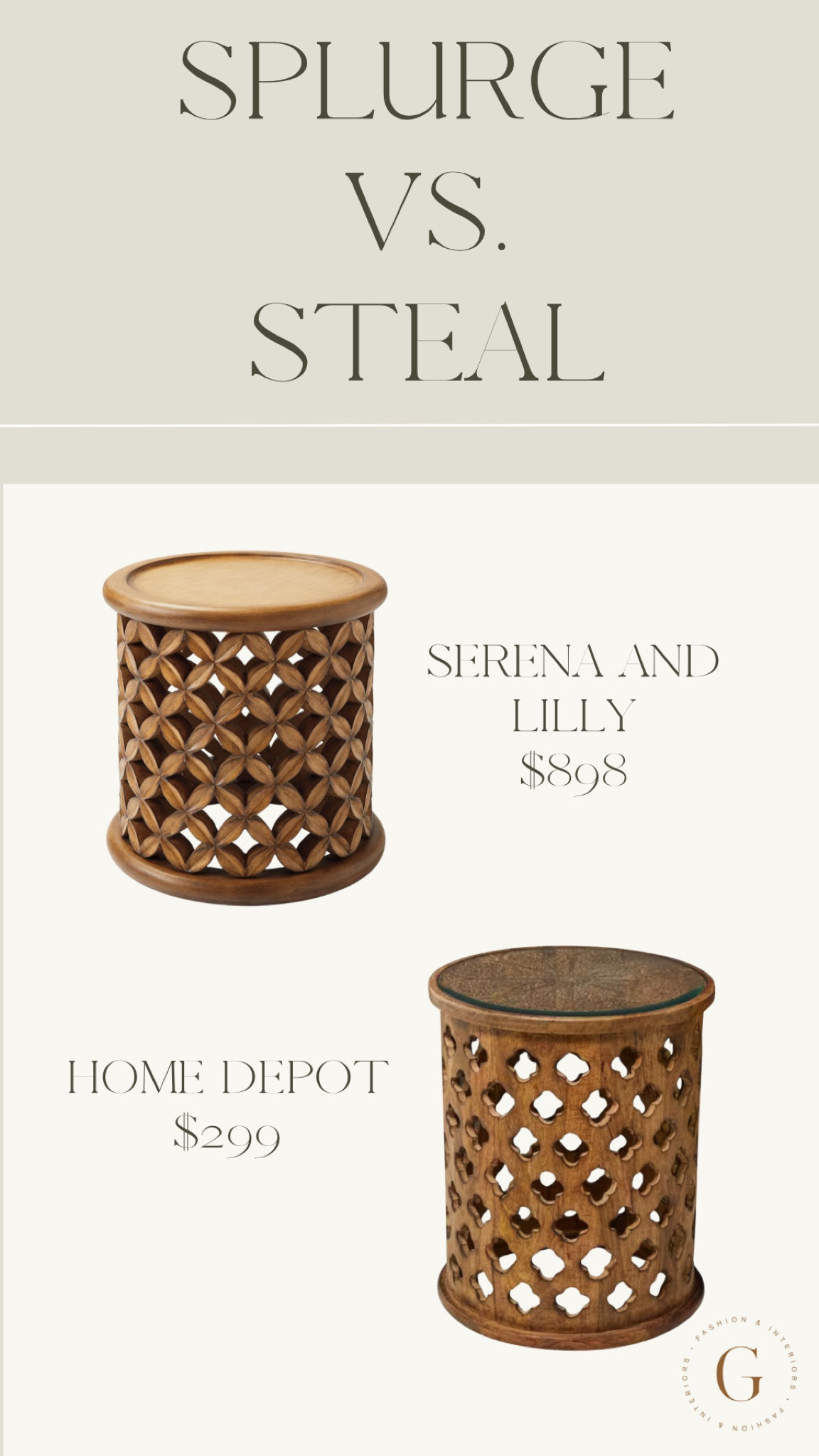 Side table dupe. Splurge or steal!

#LTKhome #LTKU #LTKSeasonal