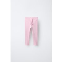 Zara - Ribbed Drawstring Leggings - Pastel Mauve - 1½ Years (33,9 Inches) - Kids | Zara US