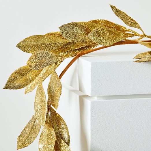 Kraft & Glitter Garland - Leaf | West Elm (US)