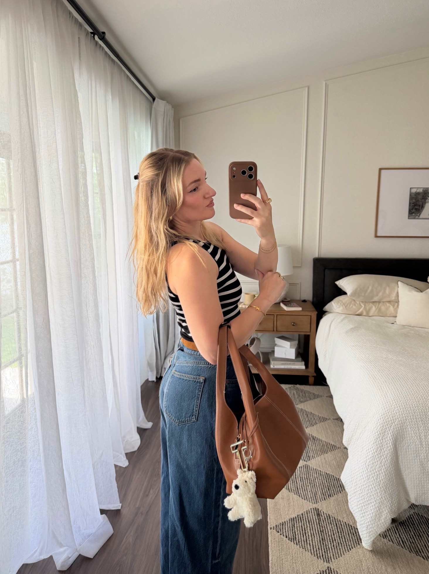 Abercrombie wide leg jeans, black and white striped tank, jelly cat bag charm 

#LTKootd #LTKgrwm