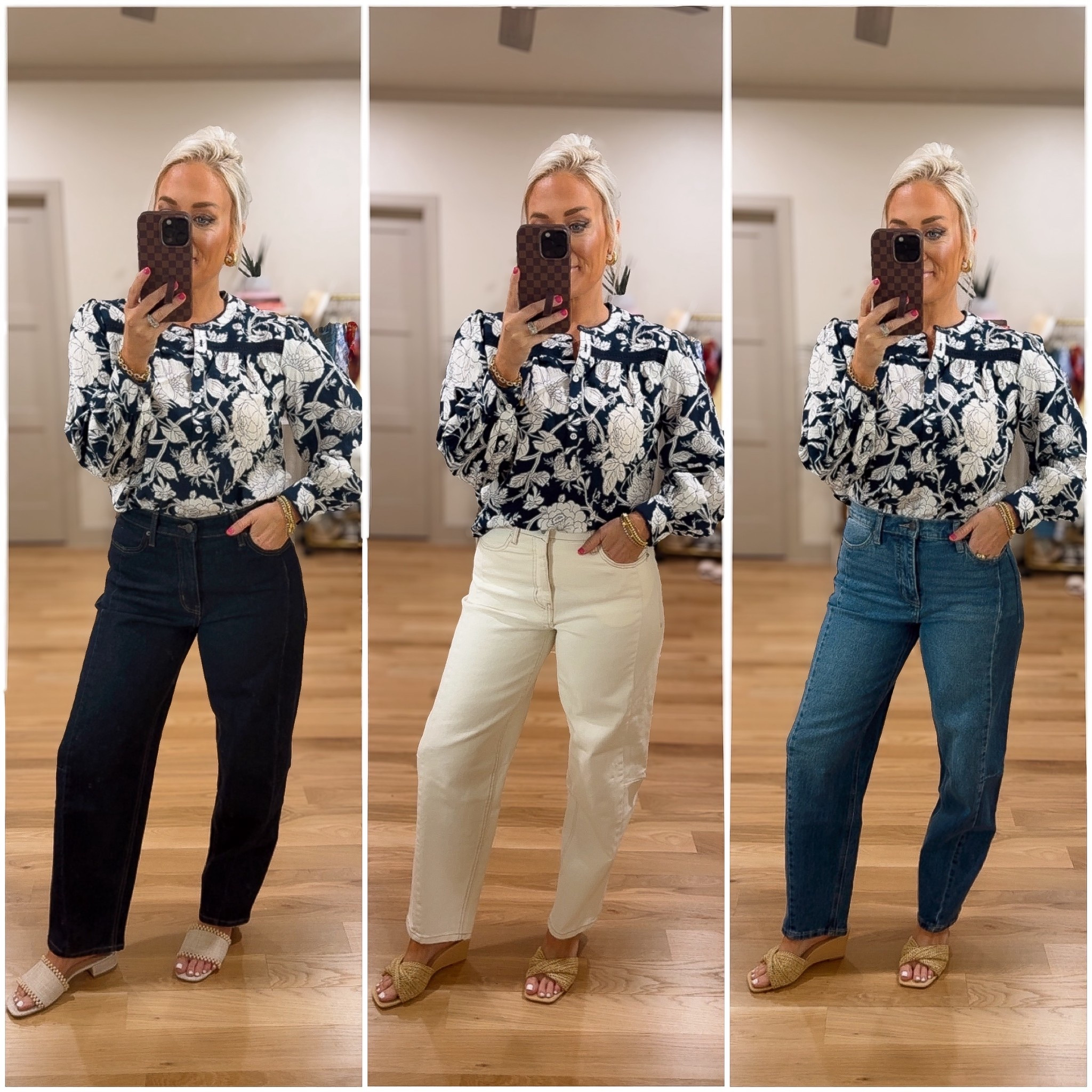 **NEW!!! Walmart barrel jeans / size 6
Floral blouse/ small 