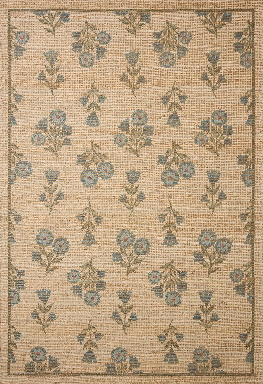 Loloi Chris Loves Julia Rue Collection RUE-04 Moss/Blue 7'-6" x 9'-6" Area Rug Jute Neutral Flora... | Amazon (US)