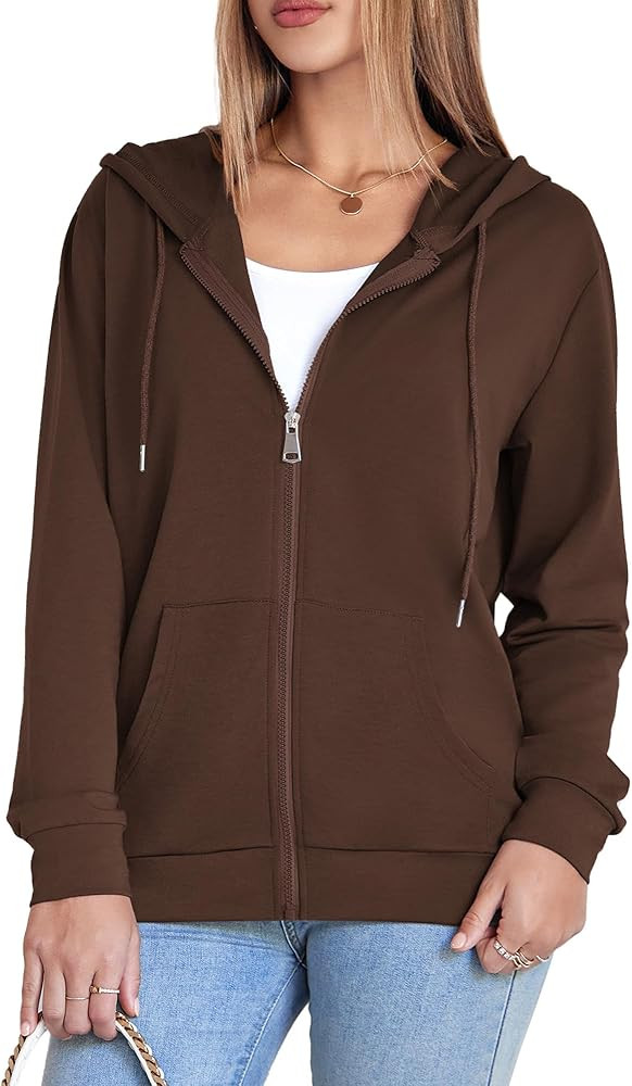 Witsmile Womens Zip Up Hoodies Long Sleeve Hooded Sweatshirts Y2K Fall Fashion Clothes Casual Tre... | Amazon (US)