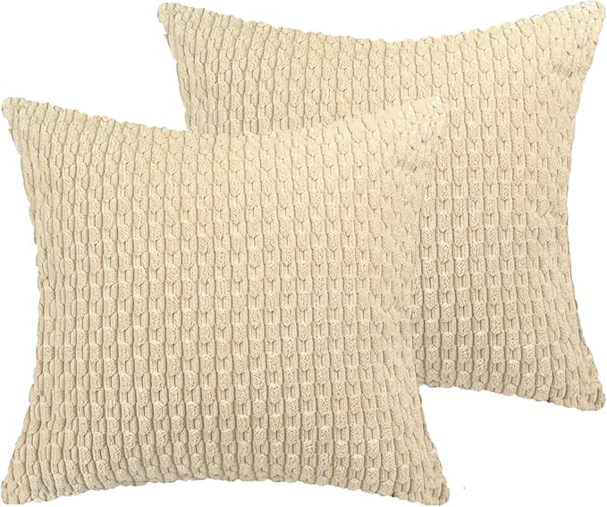 18x18 Throw Pillow Covers Set of 2, Decorative Boho Covers for Bed, Couch Fluffy Pillow Cover for... | Amazon (US)
