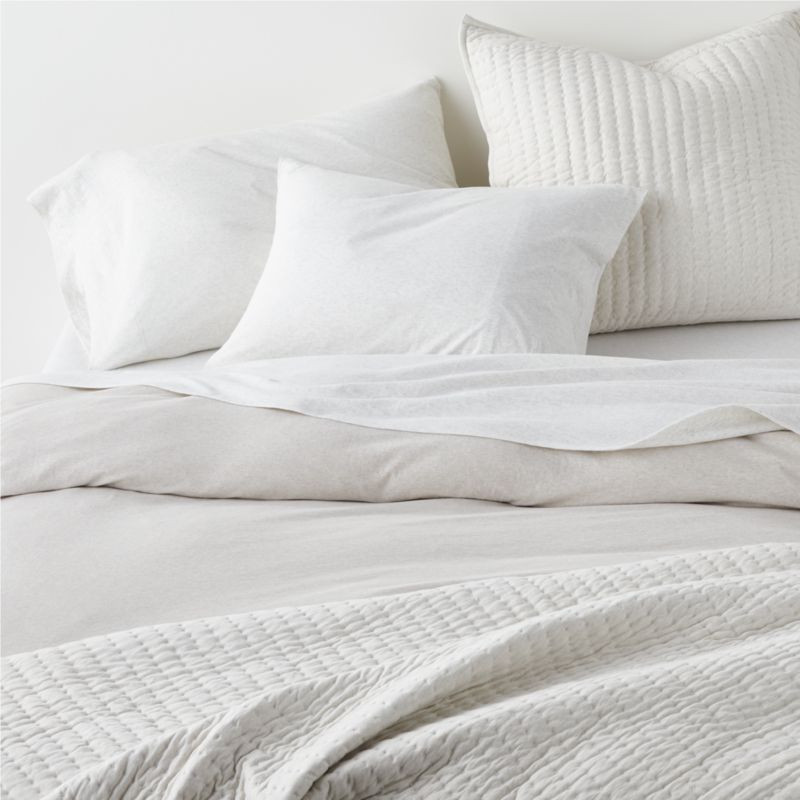 Cozysoft Organic Cotton Jersey Oatmeal Brown King Duvet Cover | Crate & Barrel