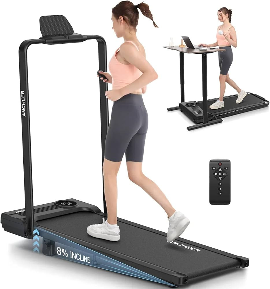 ANCHEER Walking Pad Treadmill with Incline and Handle Bar - Under Desk Treadmill 4 in 1 Folding T... | Amazon (US)