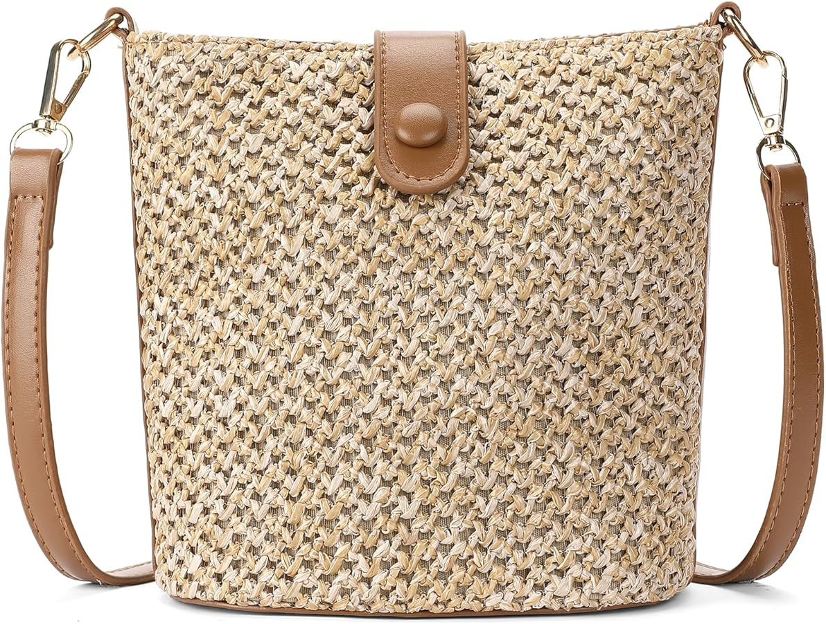 Small Straw Crossbody Bag for Women Woven Summer Shoulder Phone Purse Beach Handbag for Vacation | Amazon (US)