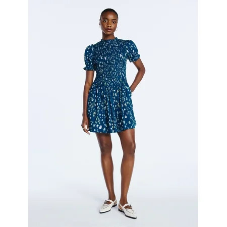 Scoop Women’s Smocked Floral Mini Dress, Sizes XS-4X | Walmart (US)