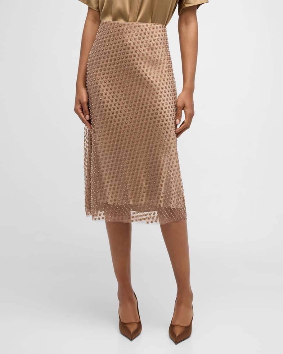 Vince Beaded Sequin Straight Midi Skirt | Neiman Marcus