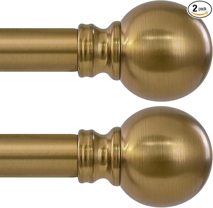 Warm Gold Curtain Rods 2 Pack Double for Windows 72 to 144 Inch Extra Long Brass Heavy Duty Windo... | Amazon (US)