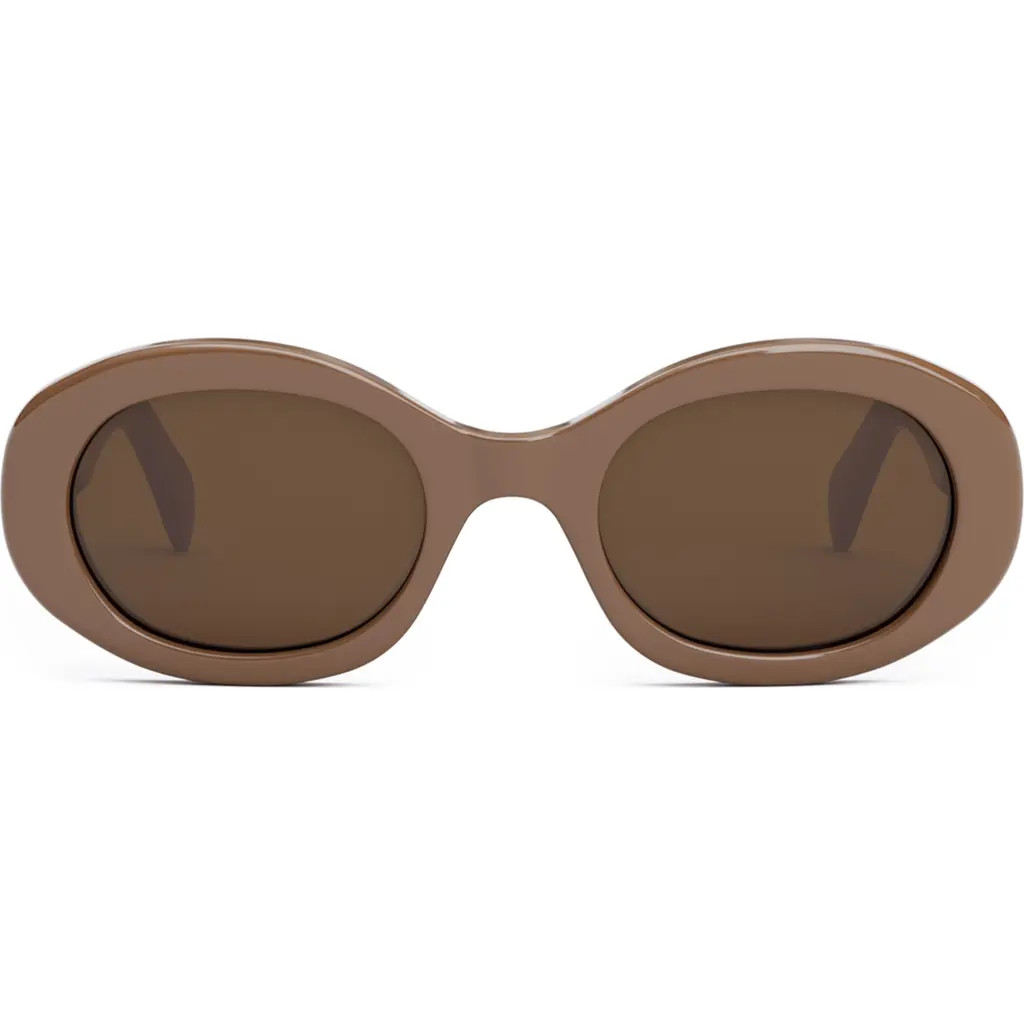 CELINE Triomphe 52mm Oval Sunglasses in Shiny Light Brown at Nordstrom | Nordstrom