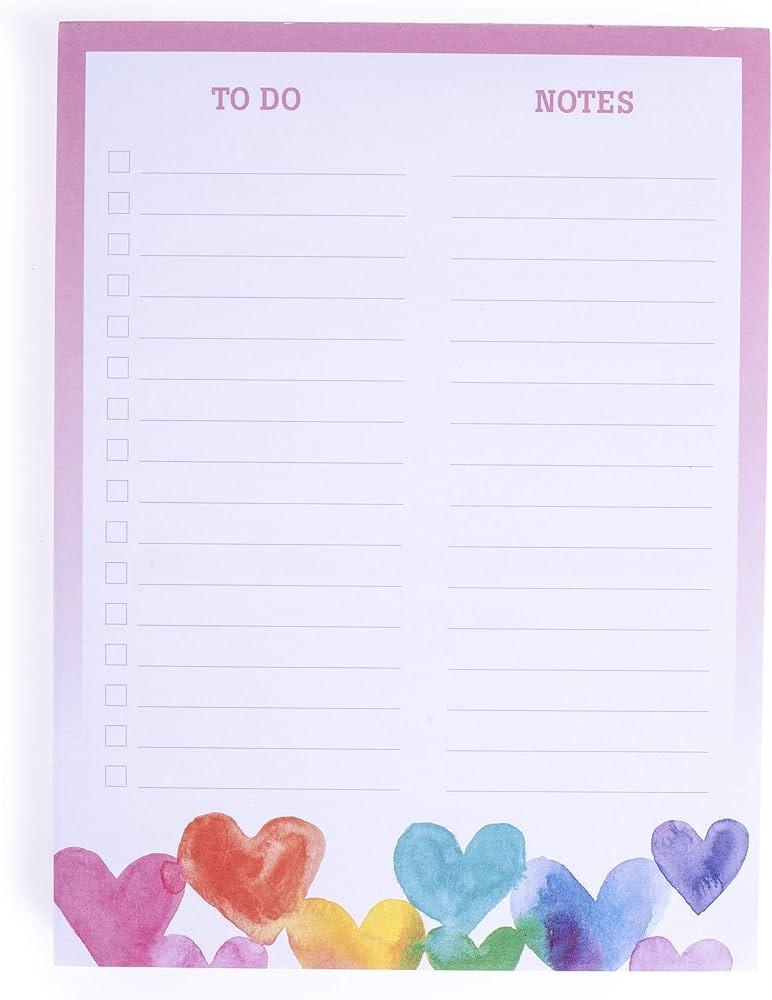 Graphique Rainbow Hearts To-Do List Notepad - 150 Tear-Away Planner Sheets - Things to Do Memo Wr... | Amazon (US)