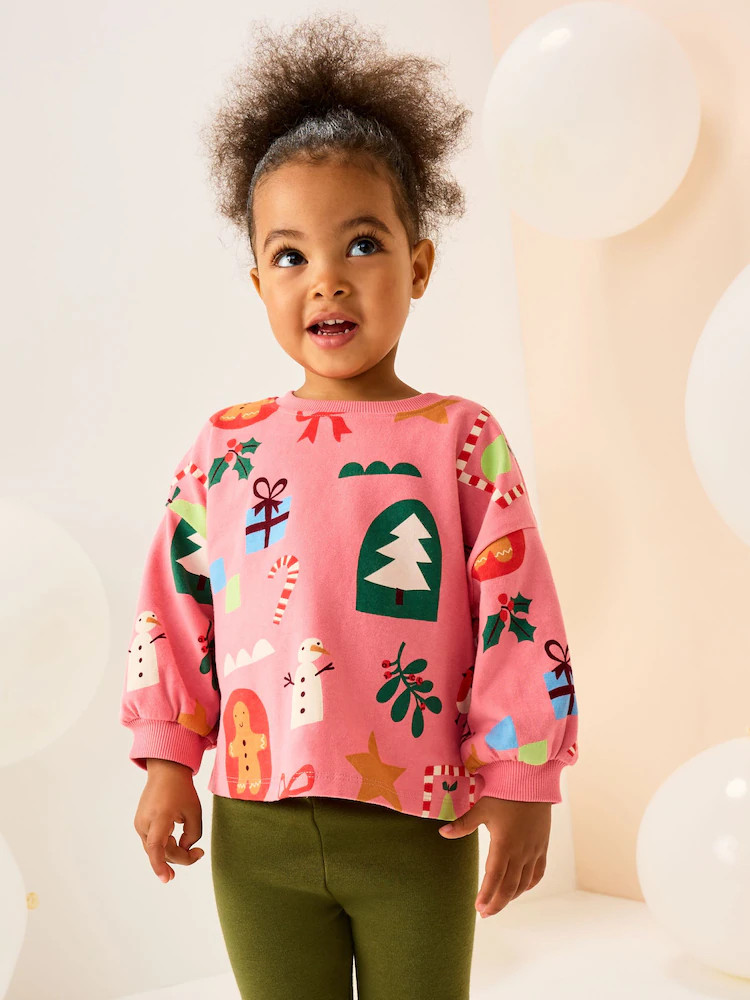 Buy Pink Christmas Long Sleeve T-Shirt (3mths-7yrs) from Next USA | Next US