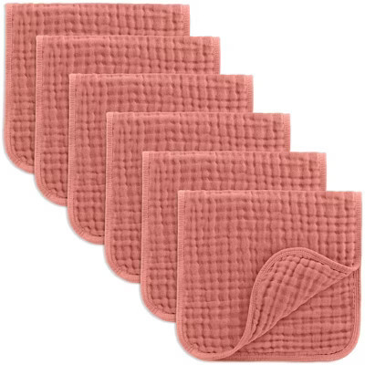 Muslin Burp Cloths Large 100% Cotton by Comfy Cubs - Dusty Rose, Pack of 6 | Target