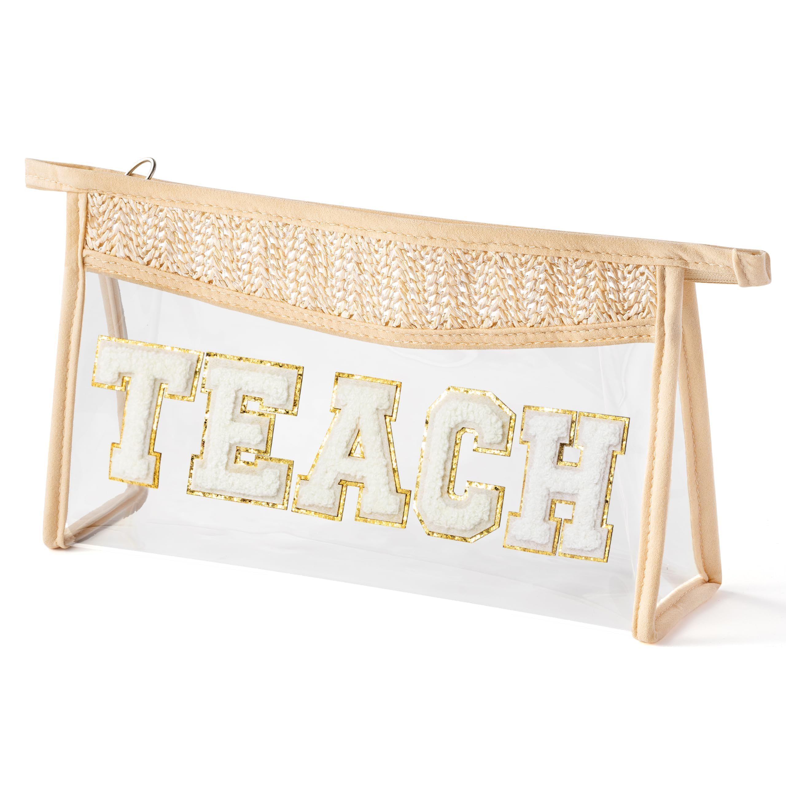 Boho Patch TEACH Cosmetic Bag - Teacher Appreciation Gifts Teach Chenille Varsity Letter Clear To... | Amazon (US)