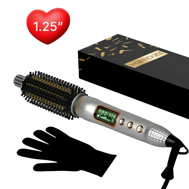 KIPOZI 1.25" Thermal Brush, Curling Iron Brush, Thermal Round Brush, LCD Display with 16 Adjustab... | Walmart (US)