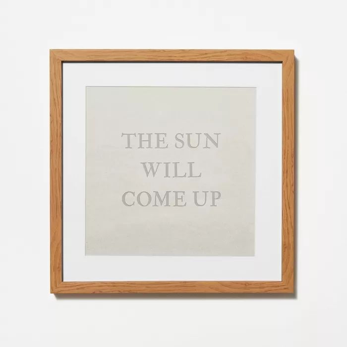 12" x 12" The Sun Will Come Up Framed Wall Art Cream - Threshold™ designed with Studio McGee | Target