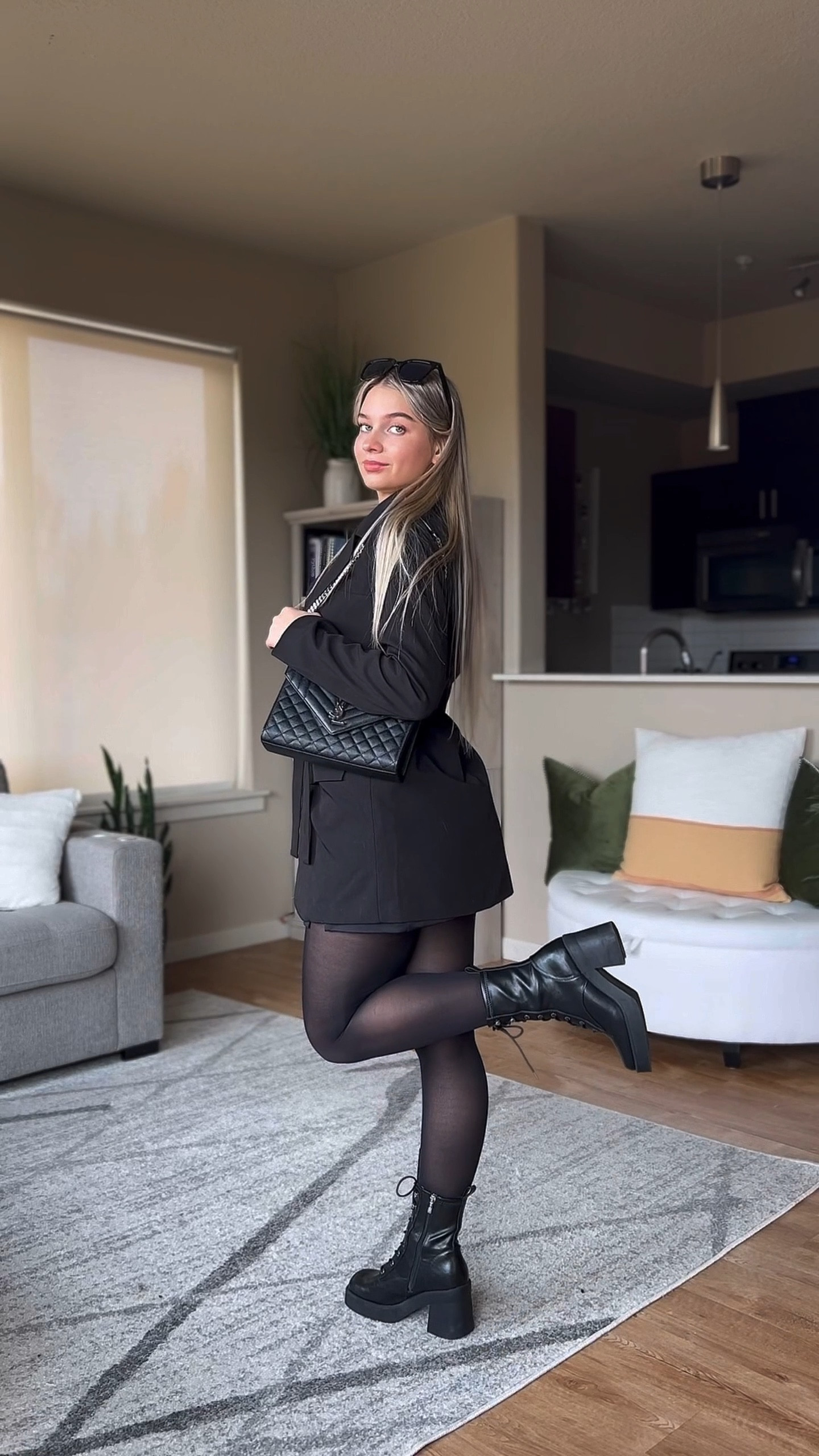 All black dinner outfit. The blazer is so cute and looks like a dress. I am waiting on the Amazon seller to give me link. Love how it gives you the hourglass figure. 

#LTKstyletip #LTKCyberWeek #LTKVideo