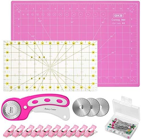 Rotary Cutter Kit, 45mm Rotary Cutter Tool Kit with Rotary Cutter, 12x18 Inch A3 Cutting Mat, Patchw | Amazon (US)